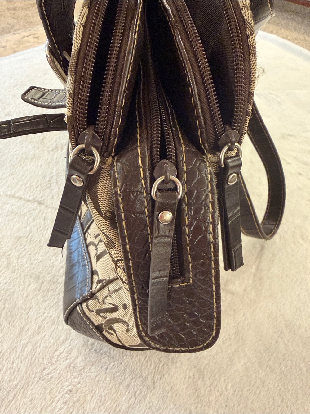 Vintage Sag Harbor Beige and Brown Logo Tote Bag - Picture 5 of 11